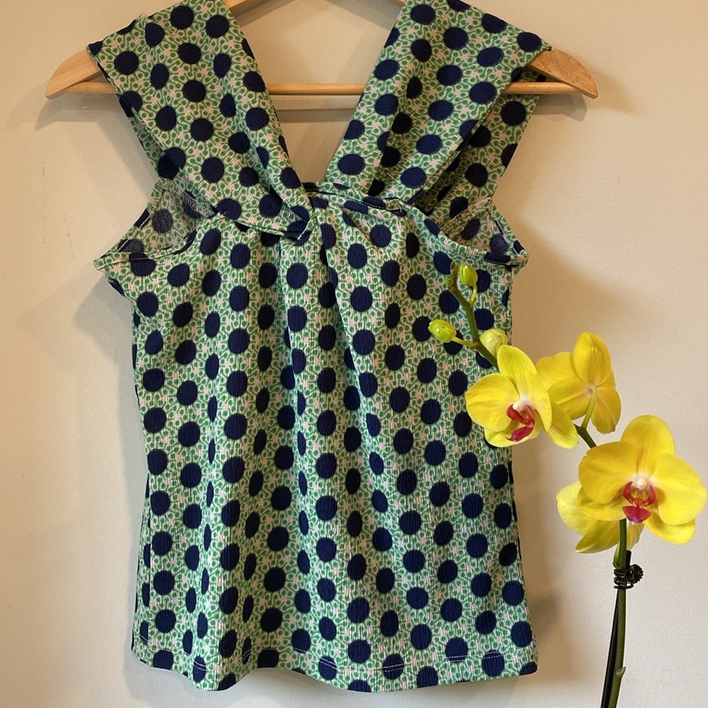 Maeve by Anthropologie Green Tie Front Top